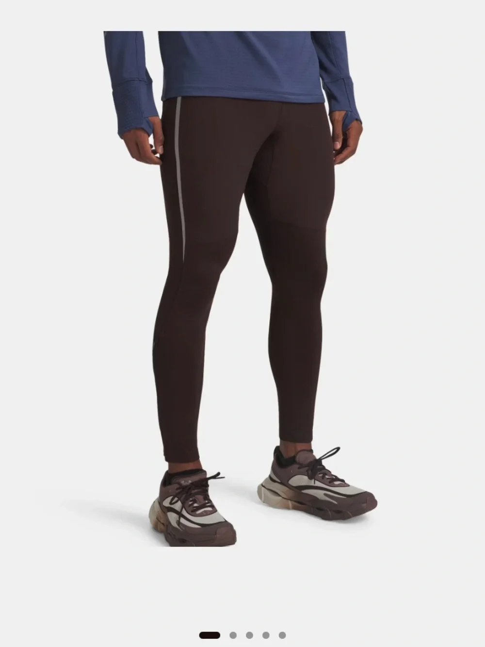 Men's Brown Athletic Pants with Side Stripe - Picture 3 of 7